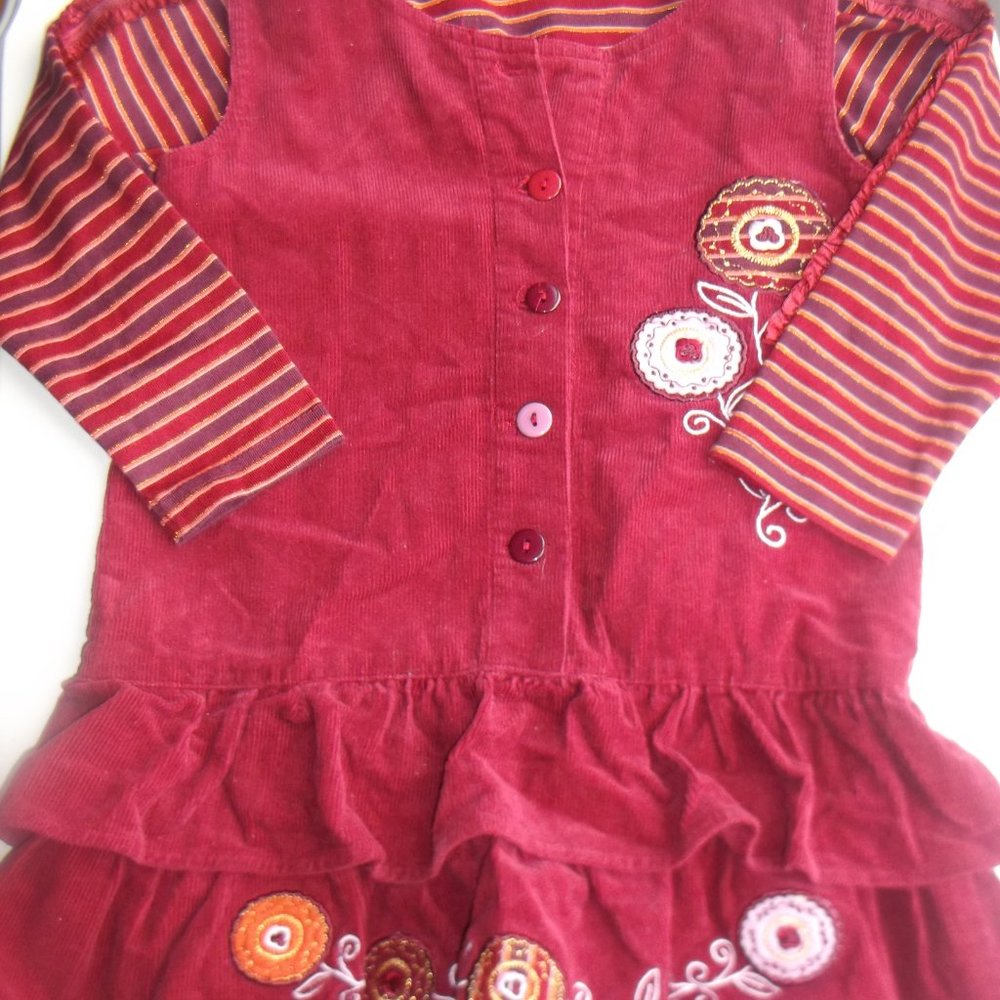 Vintage Red Jumper & Shirt Set Girl 4-5